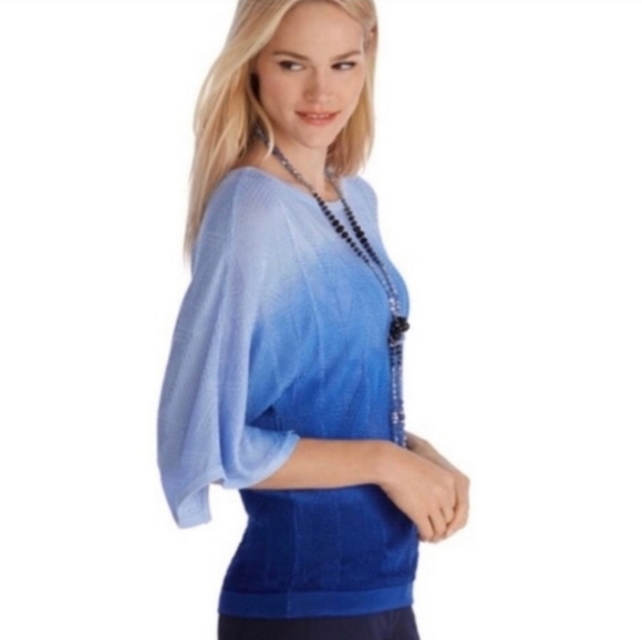 WHBM Blue Ombré Knit Blouse - Picture 2 of 11